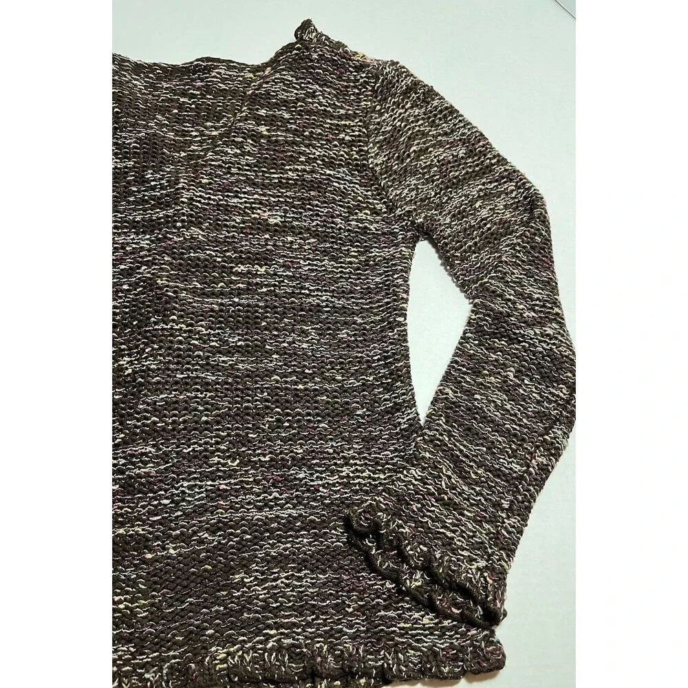 Knit Cardigan Sweater Button Womens XS Brown Multi Boho Cottage BCBGMAXAZRIA